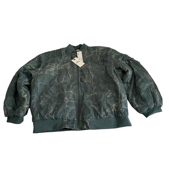 Urban Outfitters BDG Marcy Nylon Bomber Jacket Women's Size Medium Teal NEW - Picture 1 of 5